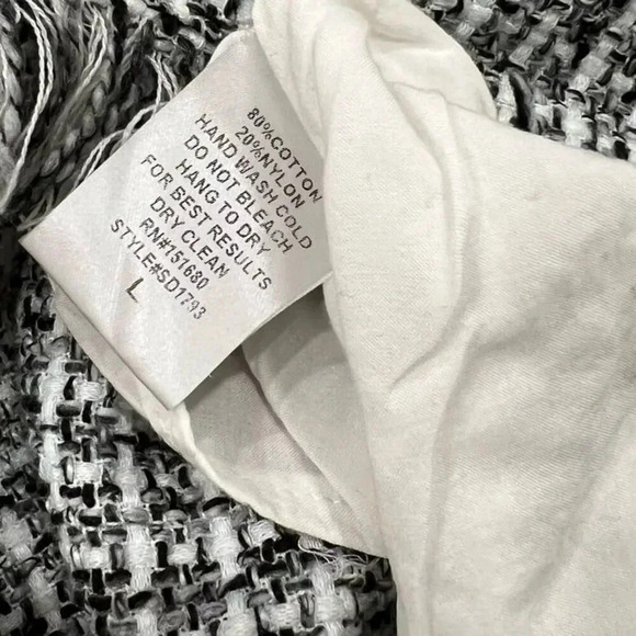 Storia Black Gingham Tweed Fringe Mini Dress L - Picture 4 of 4